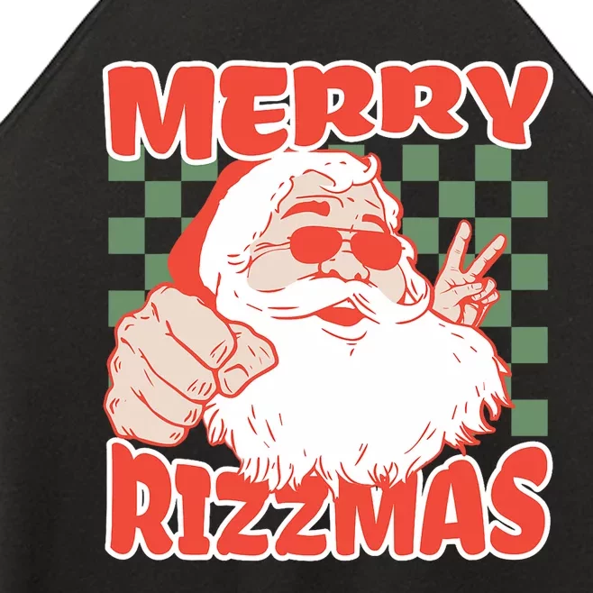 Funny Christmas Rizz Meme Merry For Trendy Women’s Perfect Tri Rocker Tank