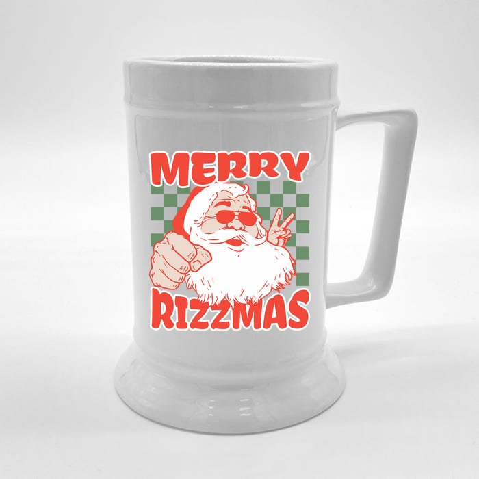 Funny Christmas Rizz Meme Merry For Trendy Front & Back Beer Stein