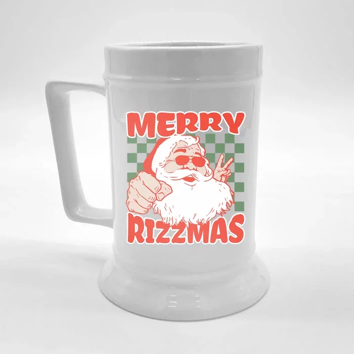 Funny Christmas Rizz Meme Merry For Trendy Front & Back Beer Stein