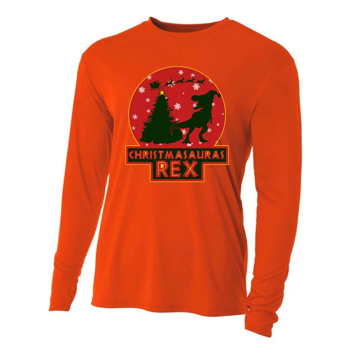 Funny Christmasaurus Rex Cooling Performance Long Sleeve Crew