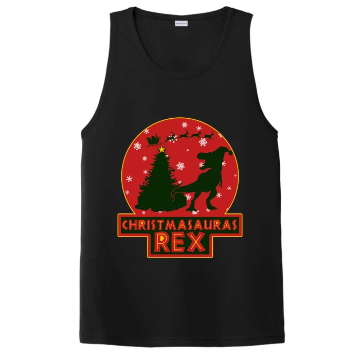 Funny Christmasaurus Rex Performance Tank