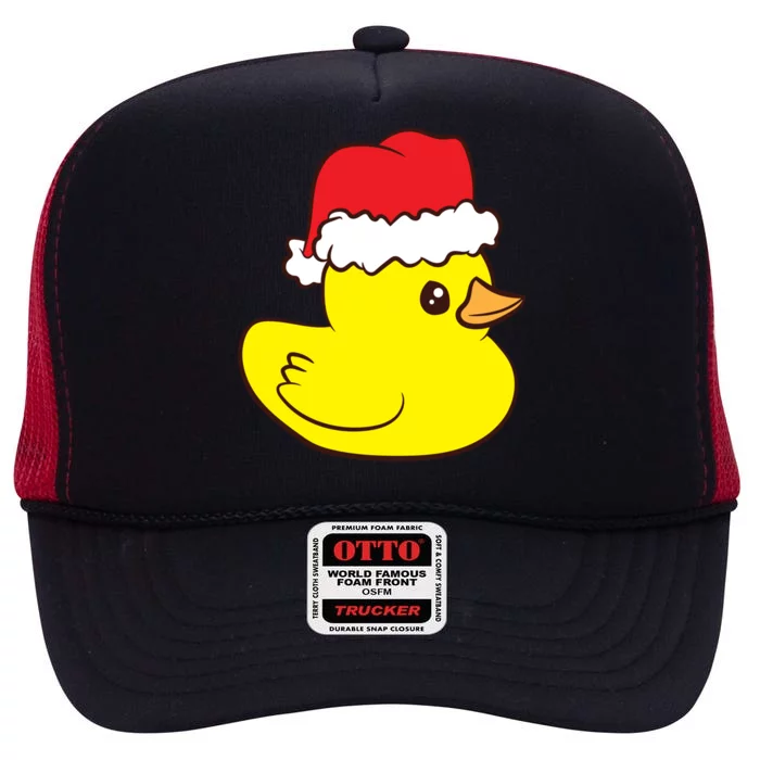 Funny Christmas Rubber Duck With Santa Hat Love Rubber Ducks Funny Gift High Crown Mesh Trucker Hat