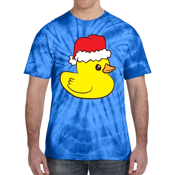 Funny Christmas Rubber Duck With Santa Hat Love Rubber Ducks Funny Gift Tie-Dye T-Shirt