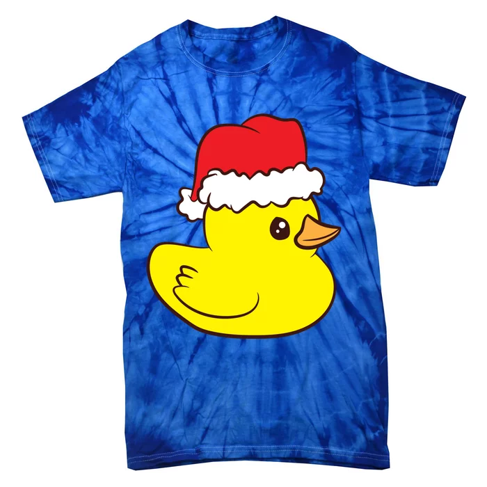 Funny Christmas Rubber Duck With Santa Hat Love Rubber Ducks Funny Gift Tie-Dye T-Shirt