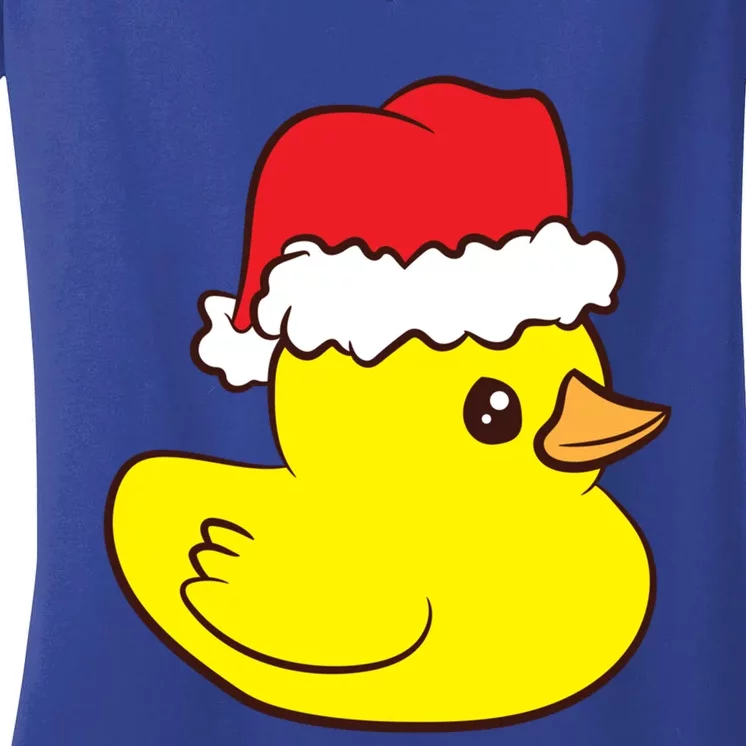 Funny Christmas Rubber Duck With Santa Hat Love Rubber Ducks Funny Gift Women's V-Neck T-Shirt