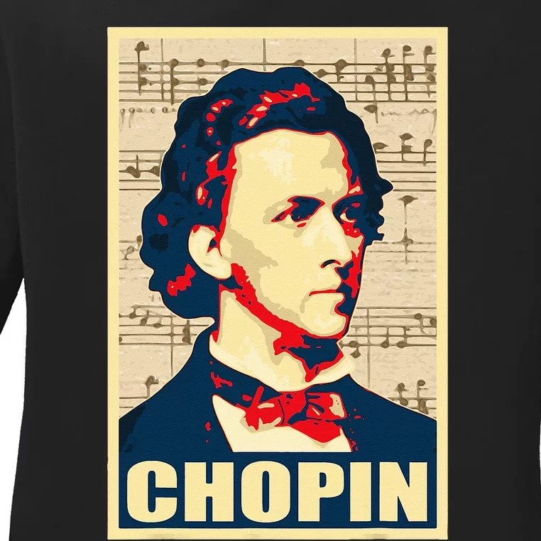 Frederic Chopin Retro Propaganda Ladies Long Sleeve Shirt