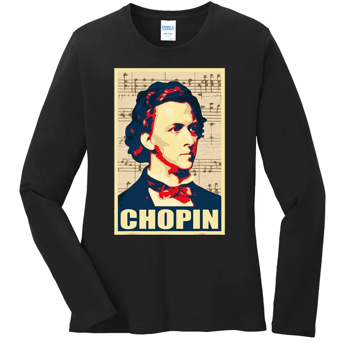 Frederic Chopin Retro Propaganda Ladies Long Sleeve Shirt