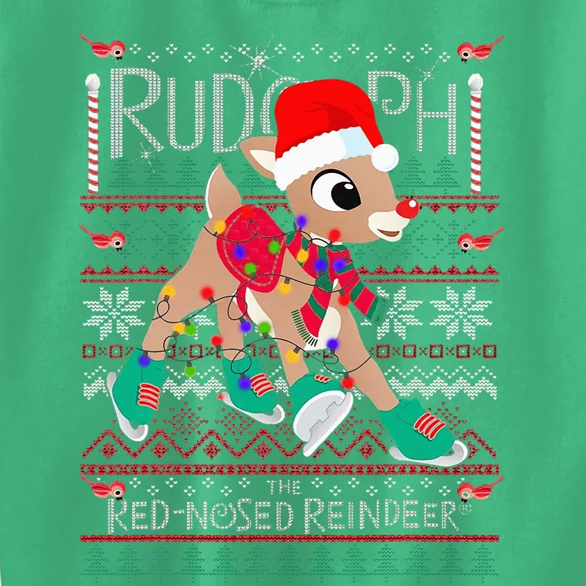 Funny Cute Rudolph The Red Nosed Reindeer Christmas Tree Kids Sweatshirt