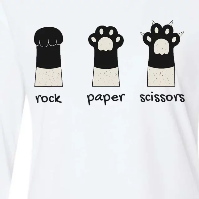 Funny Cat Rock Paper Scissors Cute Cat Paws Womens Cotton Relaxed Long Sleeve T-Shirt