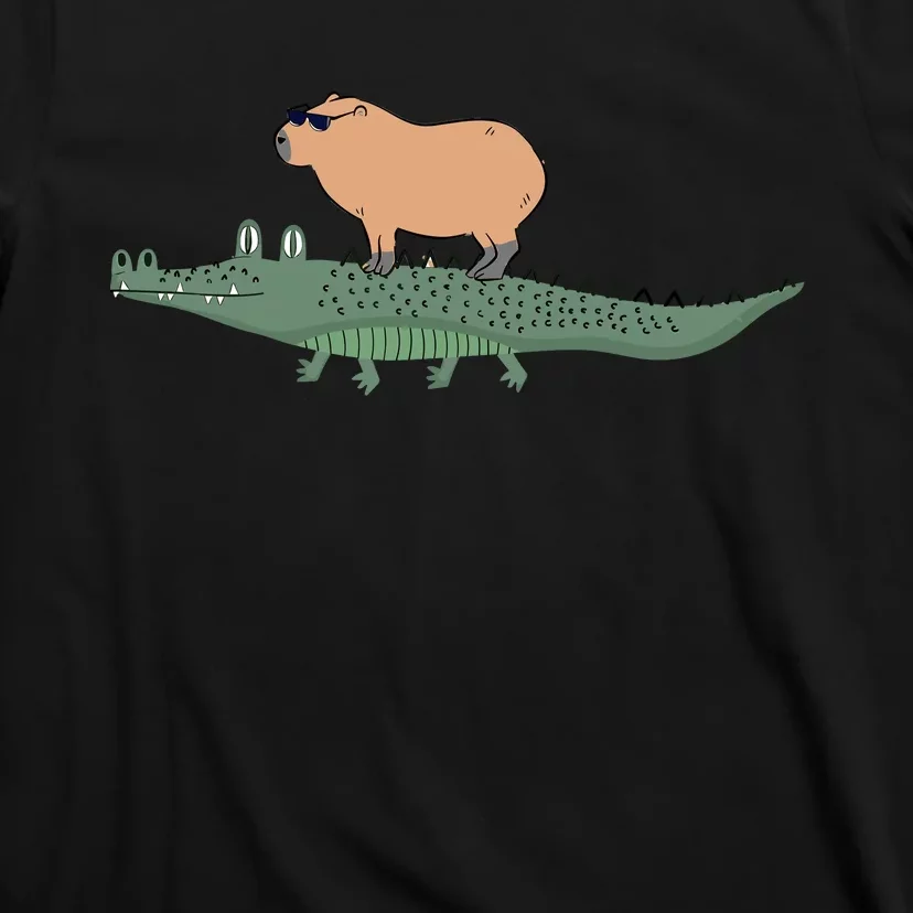 Funny Capybara Riding On A Crocodile T-Shirt