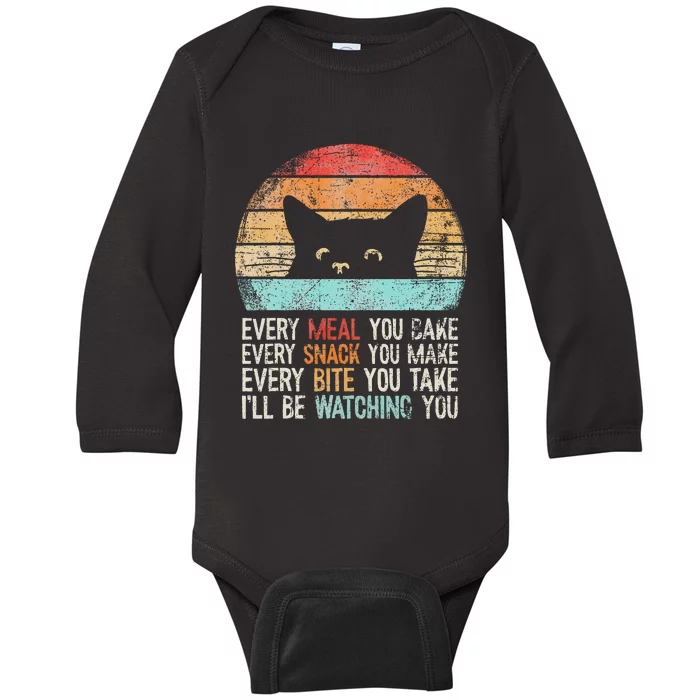 Funny Cat Retro Owner Humor Lover Fun Baby Long Sleeve Bodysuit