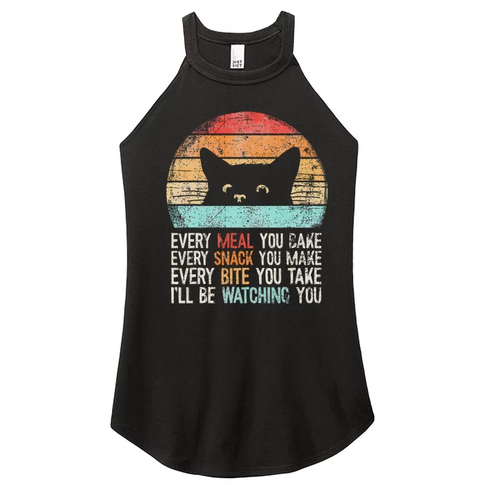 Funny Cat Retro Owner Humor Lover Fun Women’s Perfect Tri Rocker Tank