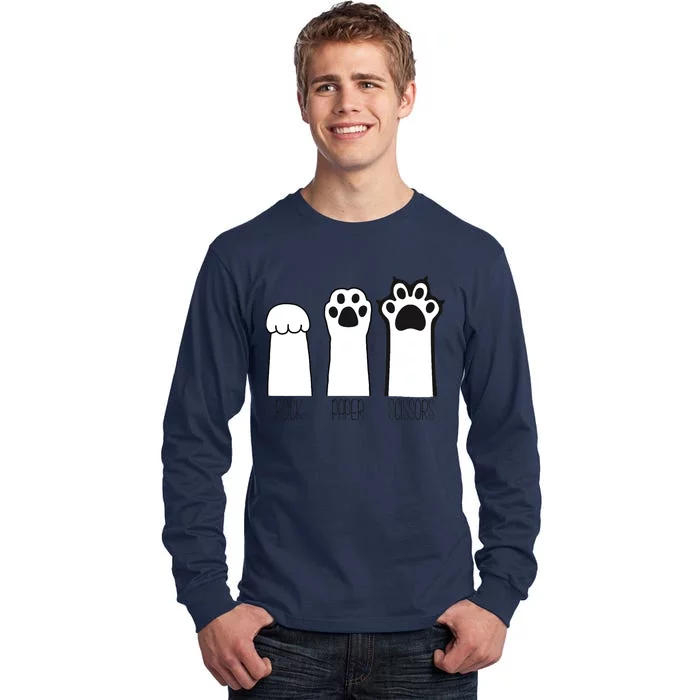 Funny Cat Rock Paper Scissors Cat Paws Cat Lover Tall Long Sleeve T-Shirt