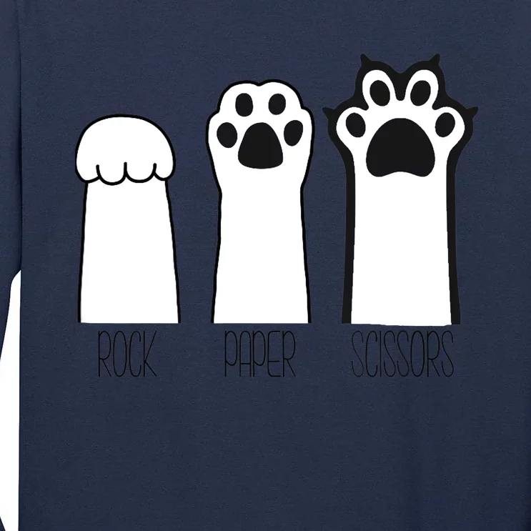 Funny Cat Rock Paper Scissors Cat Paws Cat Lover Tall Long Sleeve T-Shirt