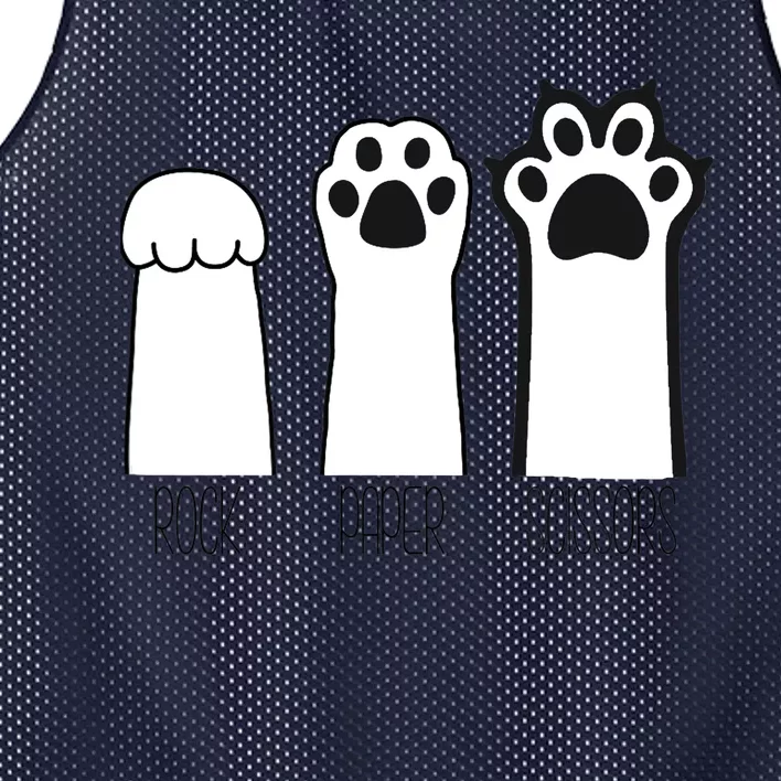 Funny Cat Rock Paper Scissors Cat Paws Cat Lover Mesh Reversible Basketball Jersey Tank