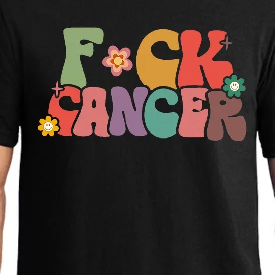 Fuck Cancer Retro Groovy All Cancer Awareness Women Pajama Set