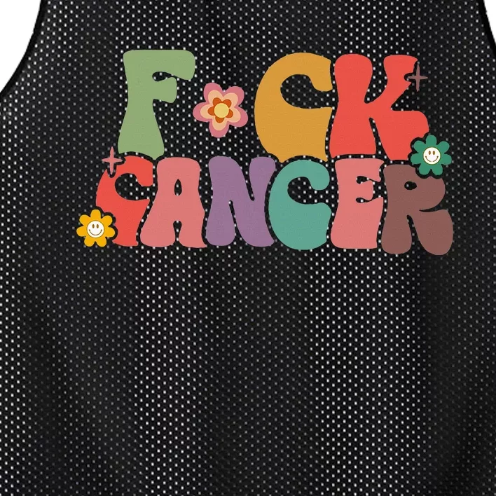 Fuck Cancer Retro Groovy All Cancer Awareness Women Mesh Reversible Basketball Jersey Tank