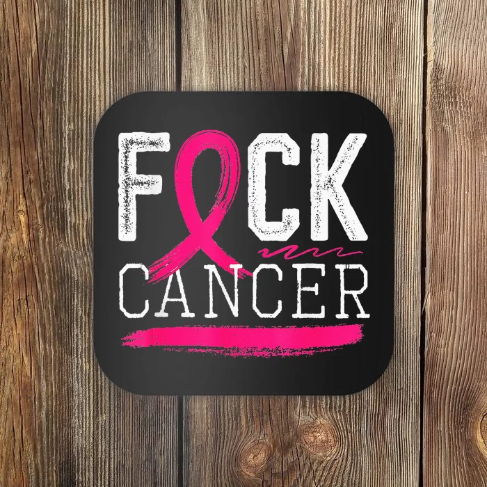 Fuck Cancer Retro Distressed Breast Cancer Awareness Month Coaster