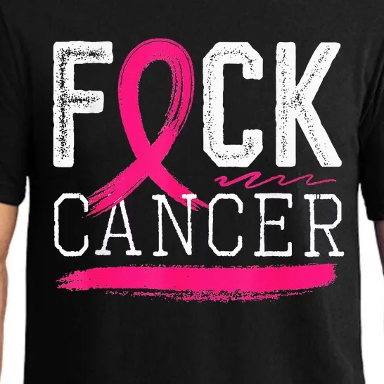 Fuck Cancer Retro Distressed Breast Cancer Awareness Month Pajama Set