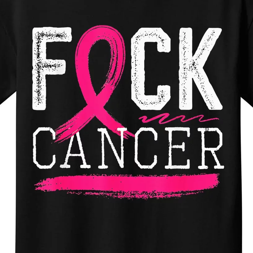 Fuck Cancer Retro Distressed Breast Cancer Awareness Month Kids T-Shirt