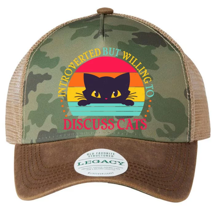 Funny Cute Retro Introverted But Willing To Discuss Cats Legacy Tie Dye Trucker Hat