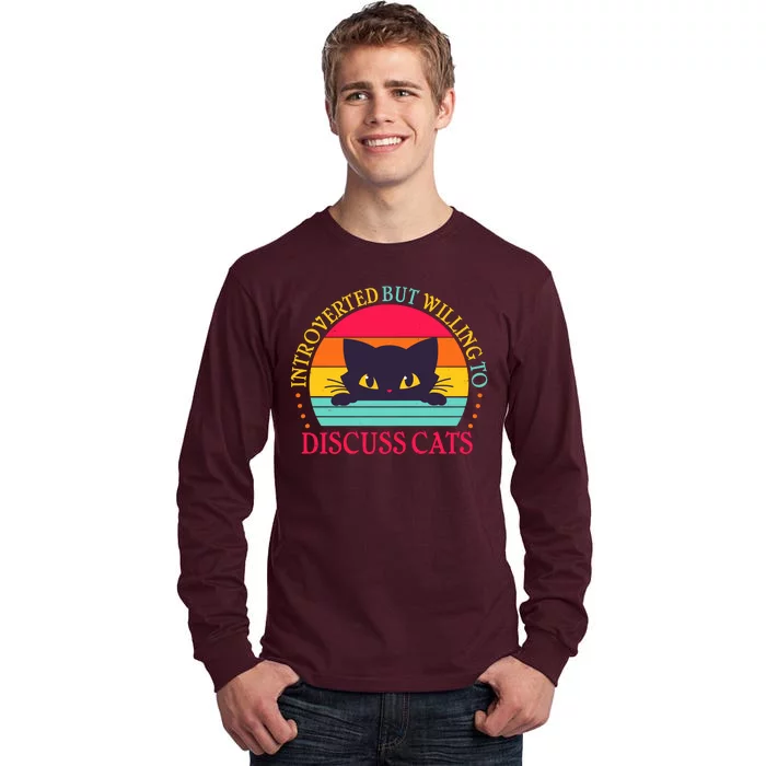 Funny Cute Retro Introverted But Willing To Discuss Cats Tall Long Sleeve T-Shirt