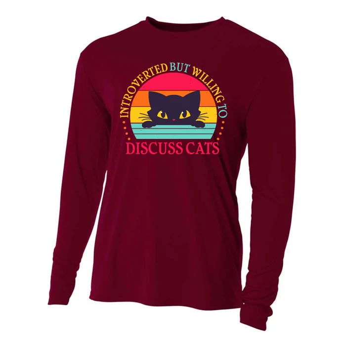 Funny Cute Retro Introverted But Willing To Discuss Cats Cooling Performance Long Sleeve Crew