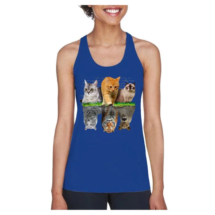 Fun Cat Reflection Gift Design Idea Cute Gift Women's Racerback Tank