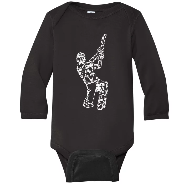 funny Cricket Retro Vintage Player Coach Baby Long Sleeve Bodysuit