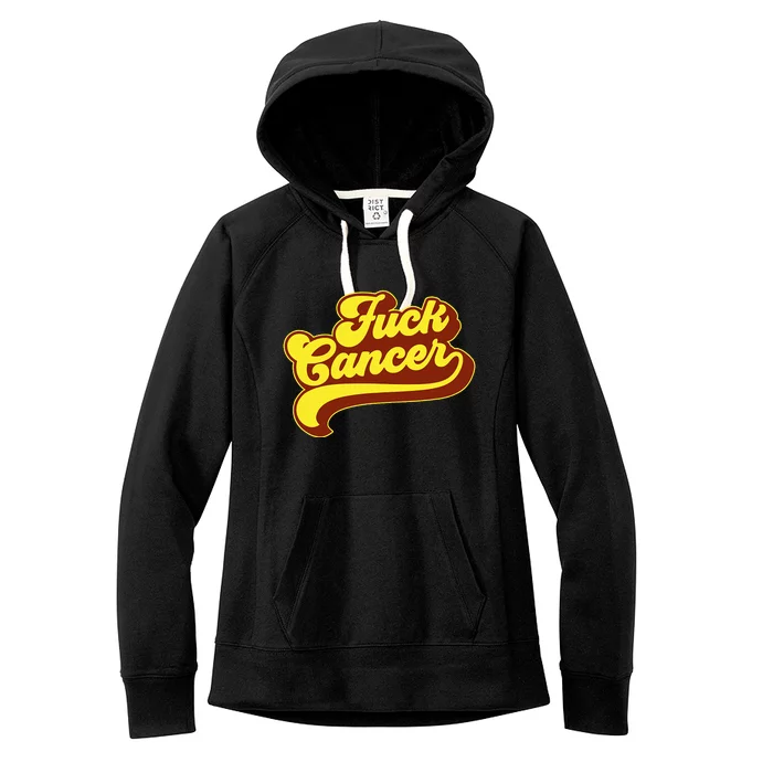 Fuck Cancer Retro 70s Gift For Cancer Survivor Women's Fleece Hoodie