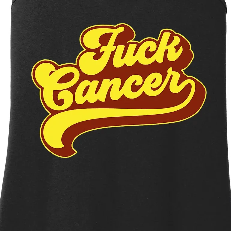 Fuck Cancer Retro 70s Gift For Cancer Survivor Ladies Essential Tank