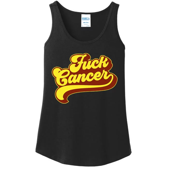 Fuck Cancer Retro 70s Gift For Cancer Survivor Ladies Essential Tank