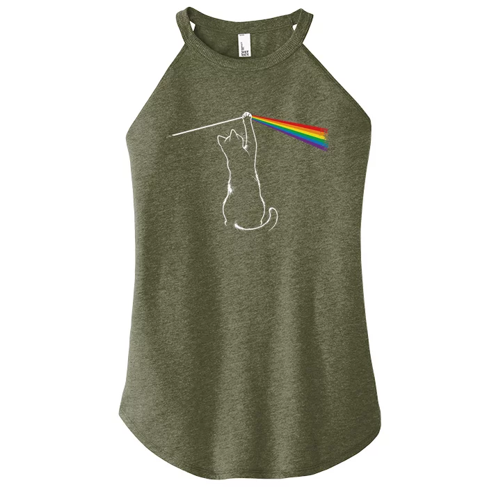 Funy Cat Rock Music Women’s Perfect Tri Rocker Tank