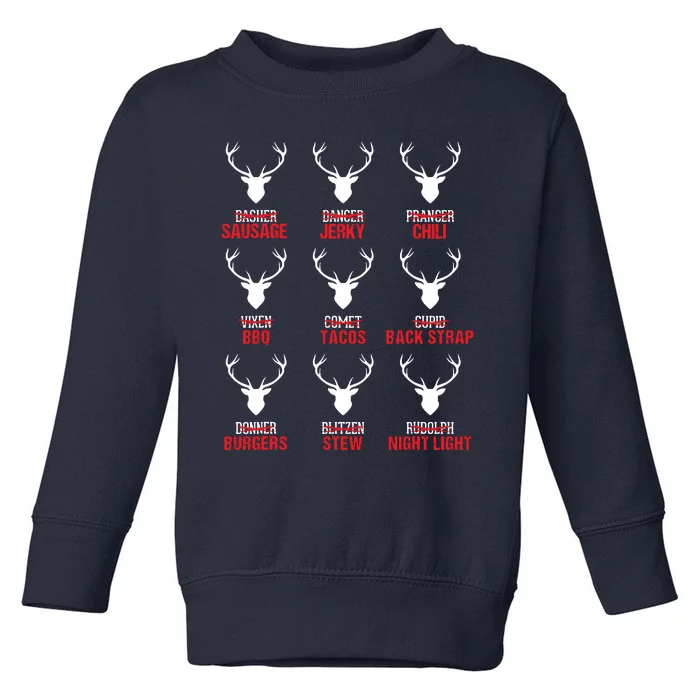 Funny Christmas Reindeer Hunter Deer Meat Hunting Gifts Toddler Sweatshirt