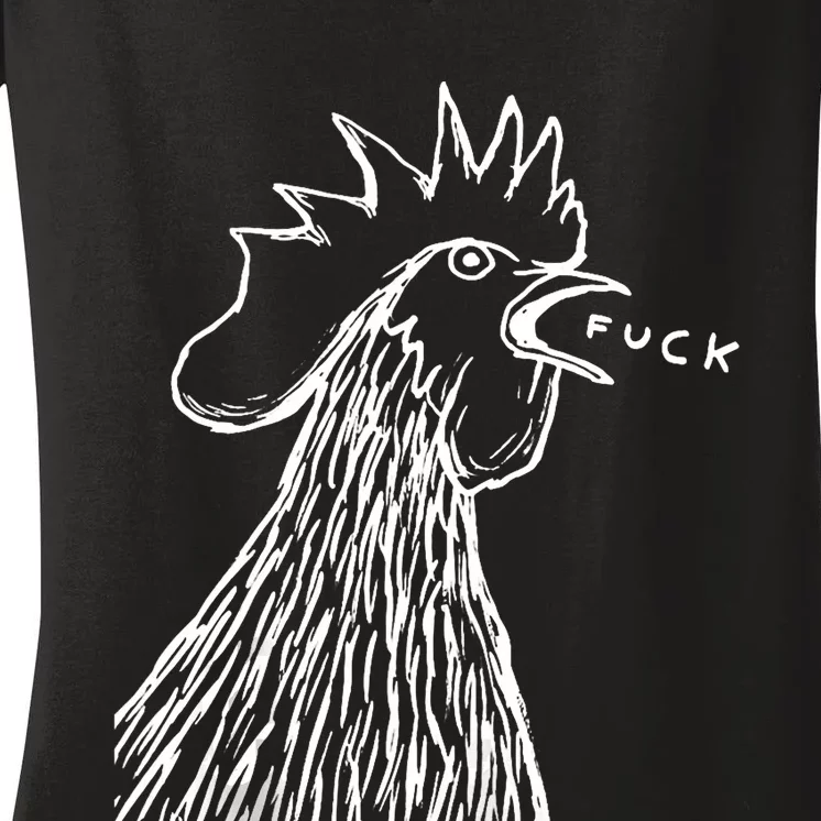 Funny Chicken Rooster Saying Fuck Women's V-Neck T-Shirt