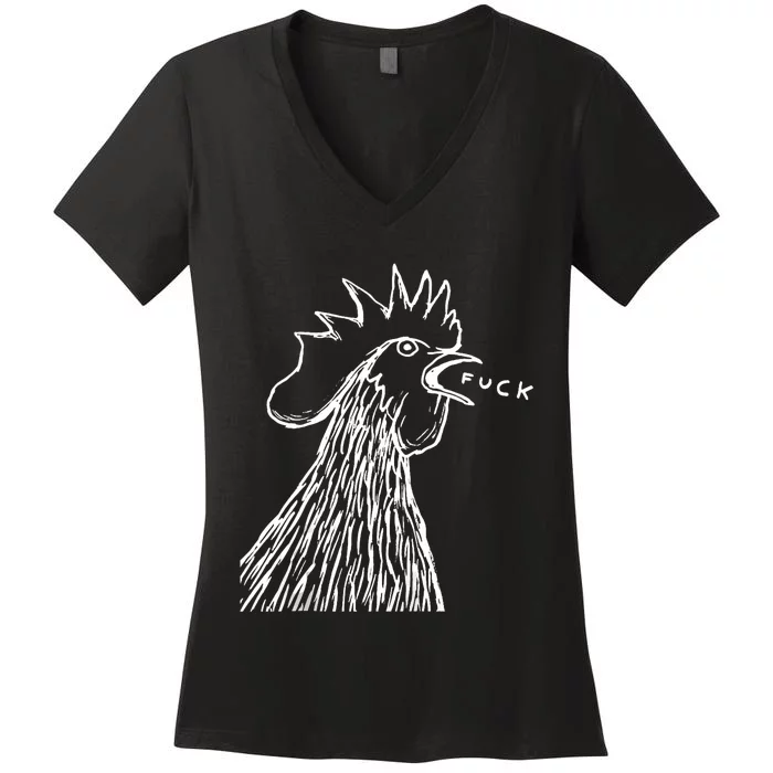 Funny Chicken Rooster Saying Fuck Women's V-Neck T-Shirt