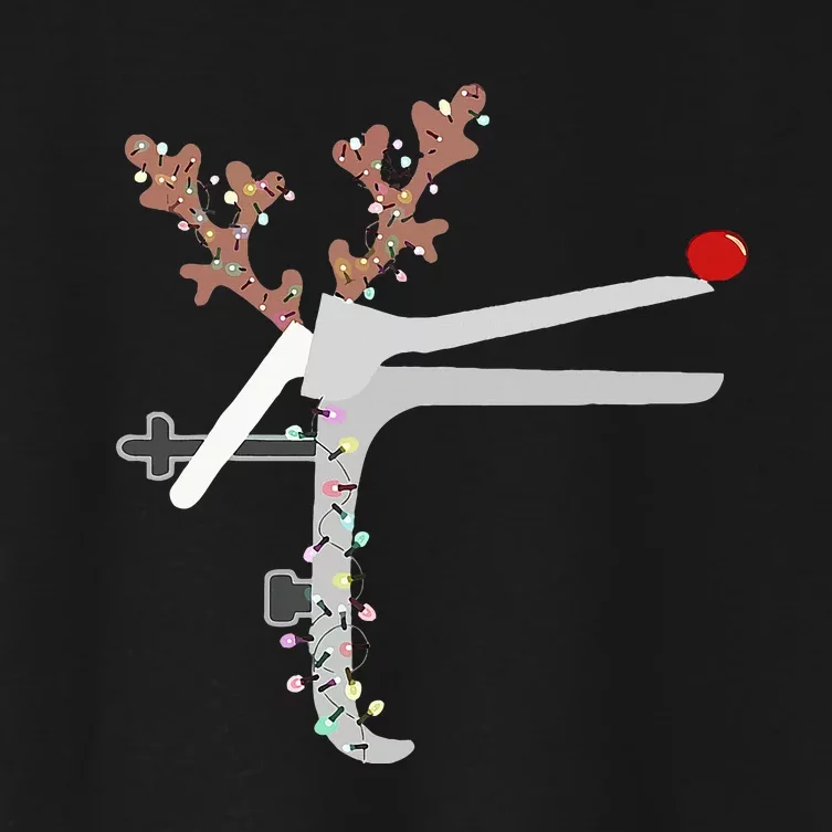 Funny Christmas Reindeer Speculum Nurse L&D Nursing Xmas Women's Crop Top Tee