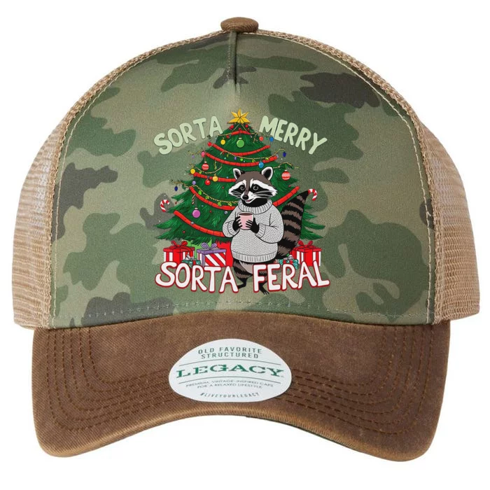 Funny Christmas Raccoon Sorta Merry Sorta Santa Feral Xmas Legacy Tie Dye Trucker Hat