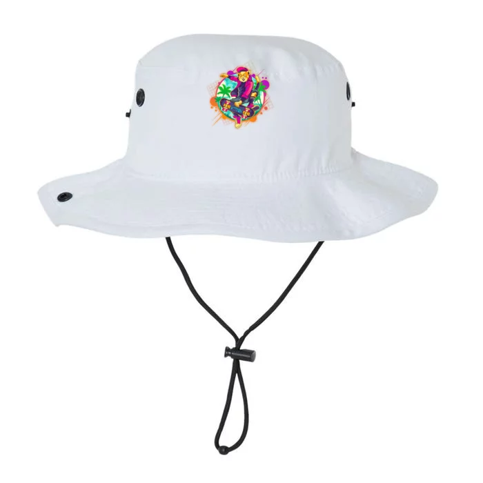 Funny Cool Retro 80s Skatebording Cat Legacy Cool Fit Booney Bucket Hat