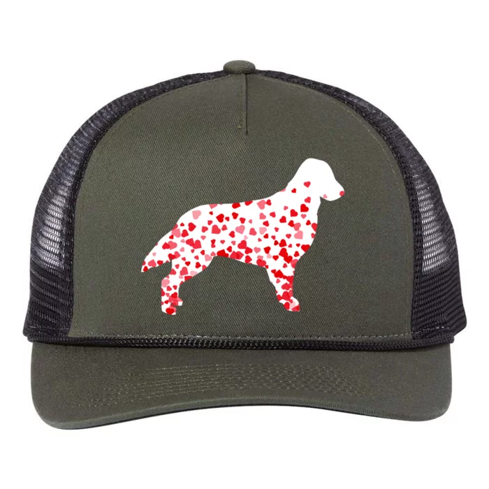 Flat Coated Retriever Heart Dog Valentine's Day Gift Retro Rope Trucker Hat Cap