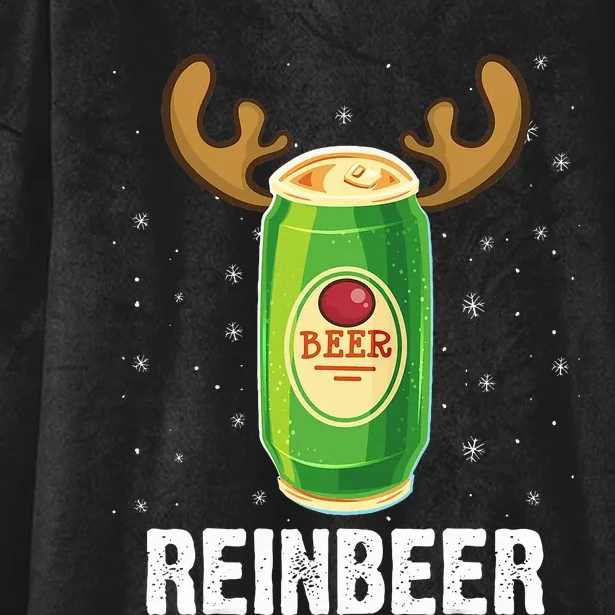 Funny Christmas Reindeer Beer Pun Xmas Hooded Wearable Blanket