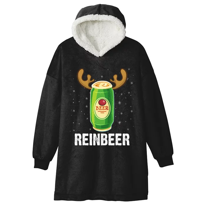 Funny Christmas Reindeer Beer Pun Xmas Hooded Wearable Blanket