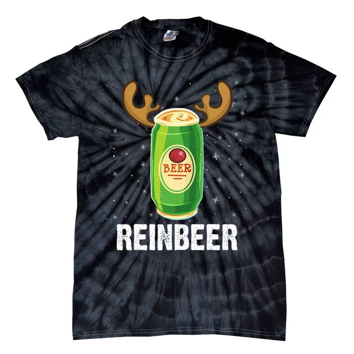 Funny Christmas Reindeer Beer Pun Xmas Tie-Dye T-Shirt