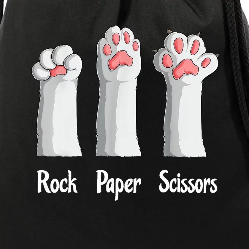 Funny Cat Rock Paper Scissors Hand Game Cute Paw Kitten Drawstring Bag