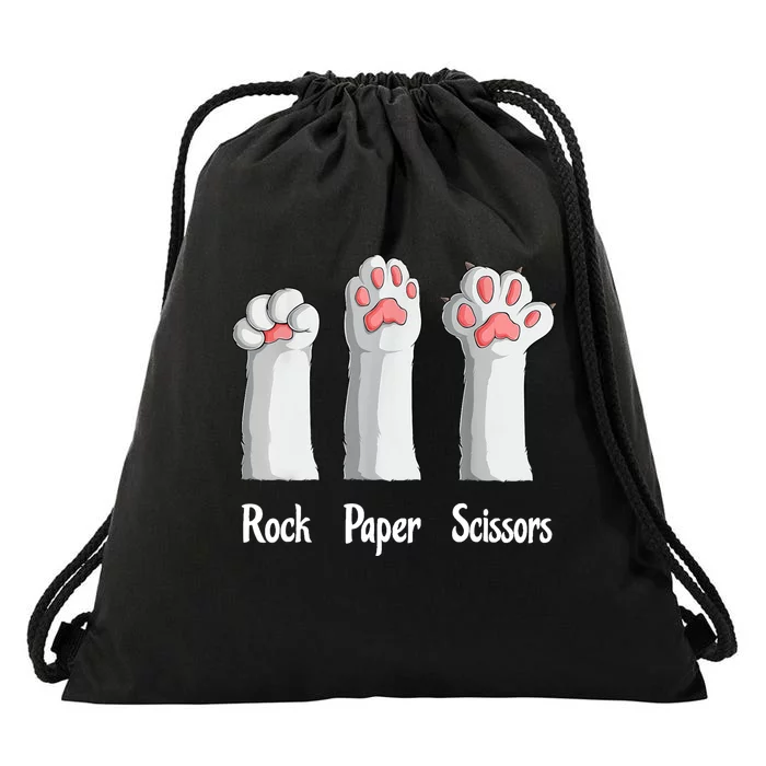 Funny Cat Rock Paper Scissors Hand Game Cute Paw Kitten Drawstring Bag