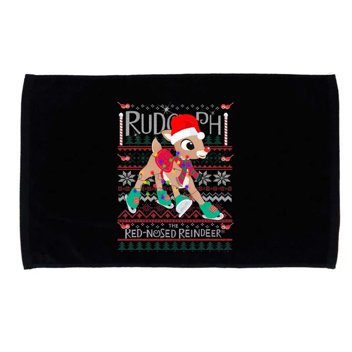 Funny Cute Rudolph The Red Nosed Reindeer Christmas tree Microfiber Hand Towel