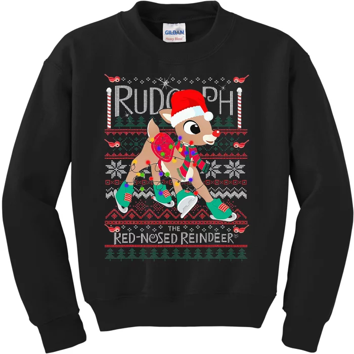 Funny Cute Rudolph The Red Nosed Reindeer Christmas tree Kids Sweatshirt