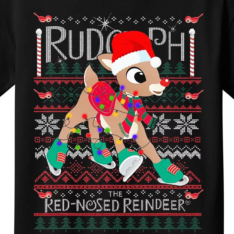 Funny Cute Rudolph The Red Nosed Reindeer Christmas tree Kids T-Shirt