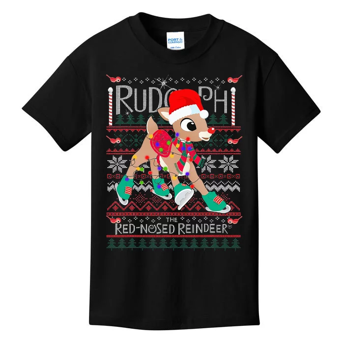 Funny Cute Rudolph The Red Nosed Reindeer Christmas tree Kids T-Shirt