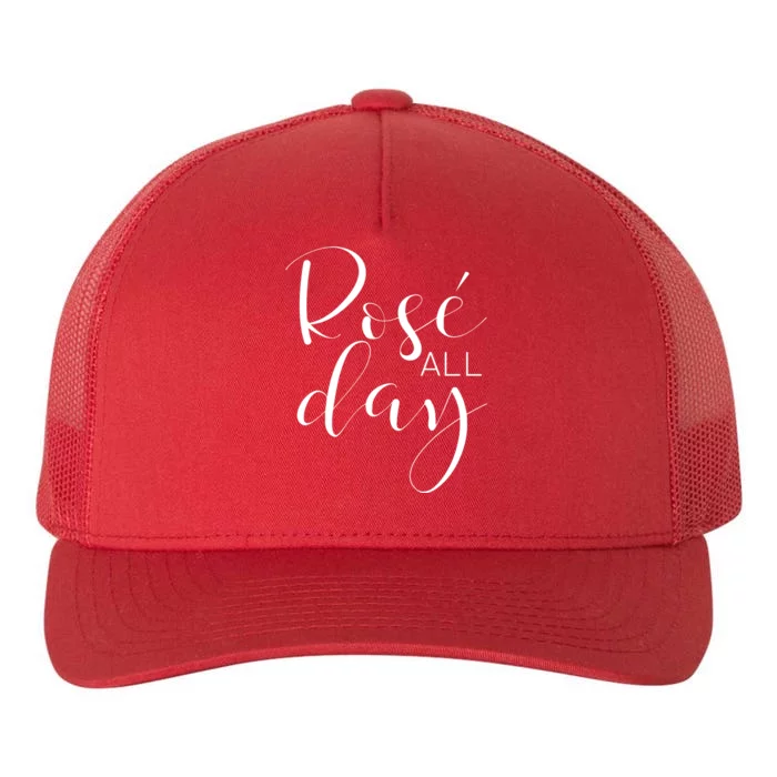 Funny Cute Rose All Day Wine Lover Gift Yupoong Adult 5-Panel Trucker Hat